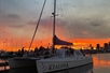 The Kealoha boat is about to set sail and watch the sunset in Waikiki, Hawaii.
