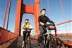 Riding Acroo the Golden Gate Bridge on the Golden Gate Bridge Bike and Brew Tour in San Francisco.