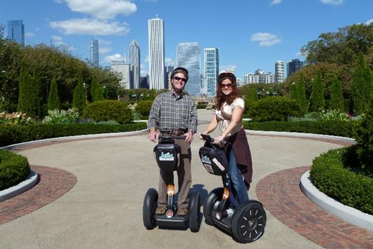 Segway tour guests enjoy Tiffany Garden in Grant Park - Absolutely Chicago Segway Tours
