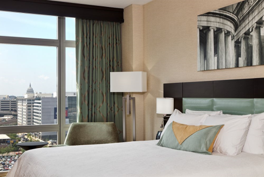 1 King bed, accessible, seating area, city view at Hilton Garden Inn Washington DC/US Capitol, DC.