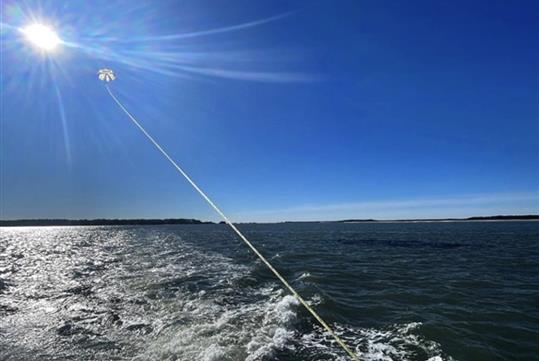 Parasailing with a view at Island Head Tours.