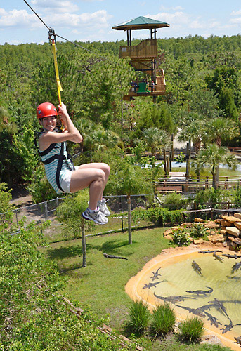 Screamin' Gator Zip Line includes Gatorland park admission in Orlando, Florida
