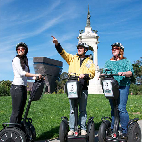 Golden Gate Park Segway Tour in front of monument. The Official Golden Gate Park Segway Tour in San Francisco, California