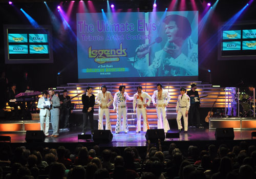 Top 6 Elvis tribute artists on stage at the Branson Elvis Festival.